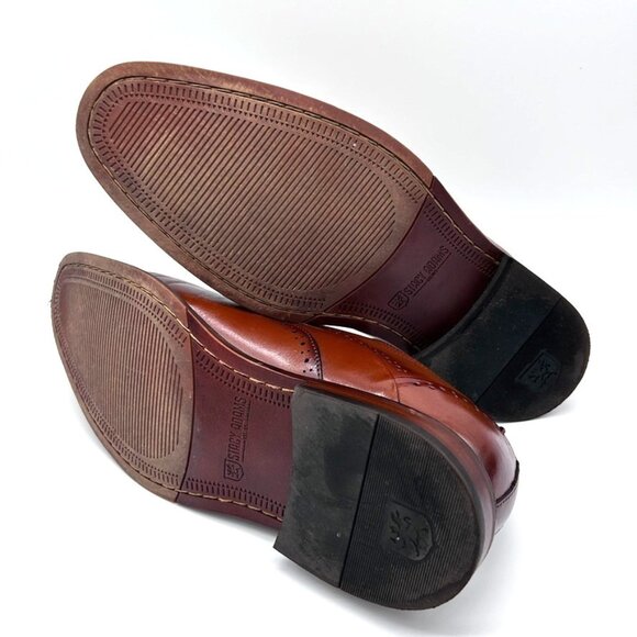 Stacy Adams Men's Macarthur Leather Wingtip Oxford Shoes Color Cognac US 10 M - Picture 9 of 9